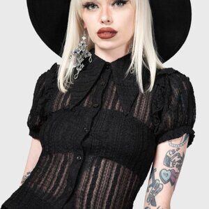 Killstar black lace blouse with Peter Pan collar